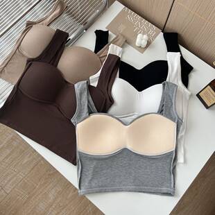 Top with cups, summer solid color base protective underware