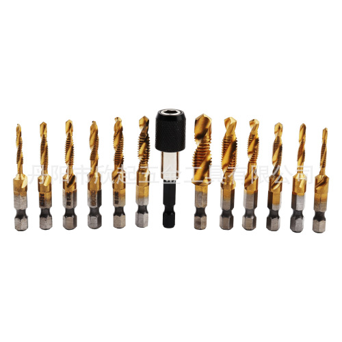 Cross-border hot selling 13-piece set British standard machine composite tap set tapping and chamfering integrated composite tap set