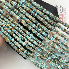 天然鉱石ターコイズブロークンシルバースペーサー半完成ロングチェーン diy ブレスレット鎖骨ネックレスルースビーズアクセサリー