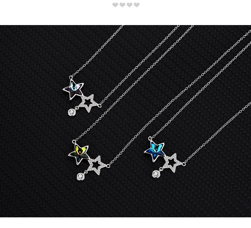 Simple Style Star Austrian Crystal Sterling Silver Inlaid Zircon Necklace