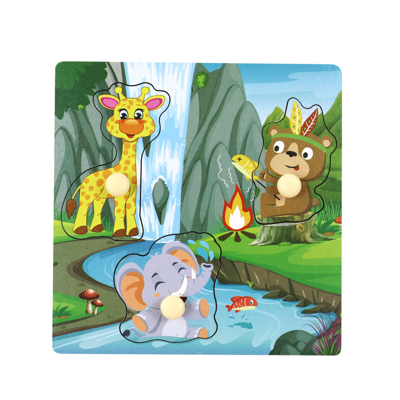 Fábrica directa de bebés y niños pequeños puzzle tridimensional de madera educación temprana puzzle inteligente juguetes de clavo de madera agarrar image 18