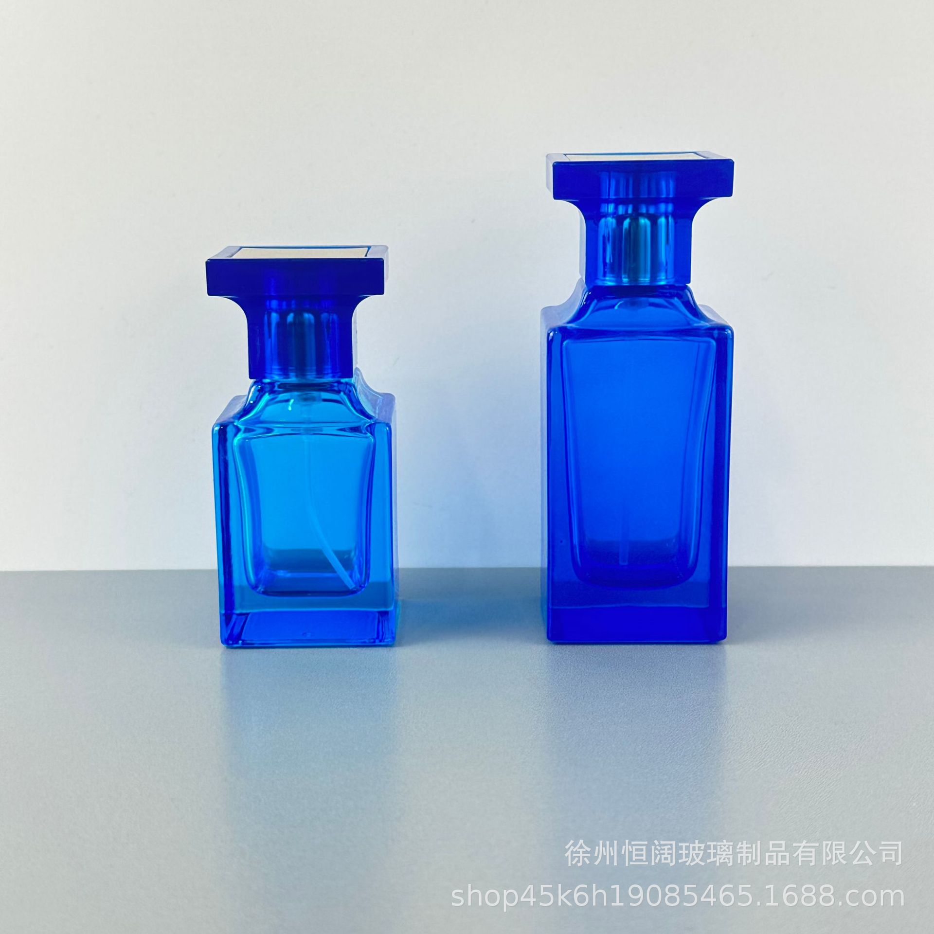 香水瓶TF蓝色立方款30ML 50ML香水空瓶分装 化妆品玻璃瓶细雾化喷