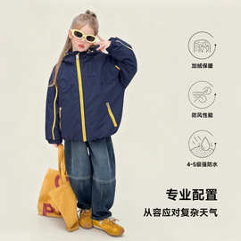 雨晨童装女童加绒外套2025冬季新款时尚宽松百搭儿童上衣潮