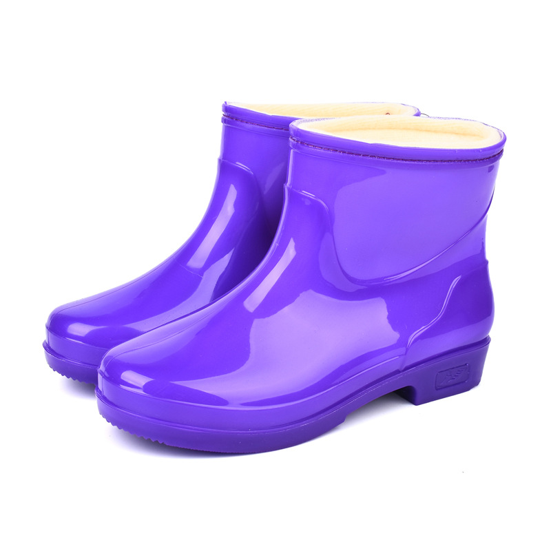 Zapatas de lluvia de mujer, botas de lluvia de cacho corto para adultos, zapatos de goma de cocina de barril bajo resistentes al desgaste, impermeables, antideslizantes, zapatos de agua calientes. image 11