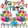 55 Paw Paw Team birthday party set [flag puller + cake insert + balloon]