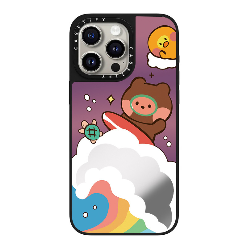 Caseti Mirror Mini Rainbow Surf Popular Star Same Style Cute Apple 15Pro Mobile Phone Case 16