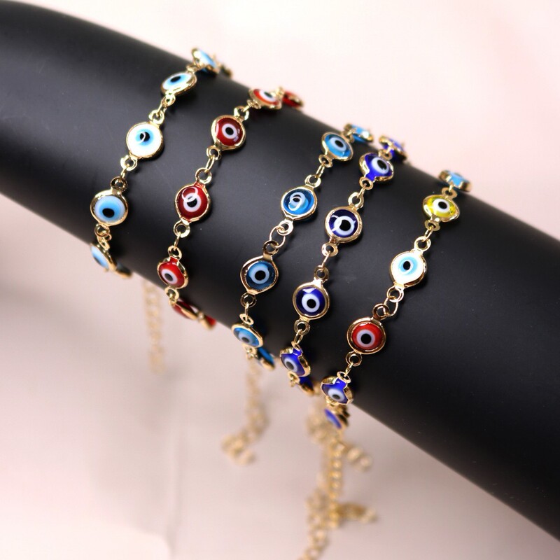 Cross-border Hot Sale Turkish Evil Devil Eye Bracelet Adjustable Vintage Colorful Oil Drop Eye Bracelet