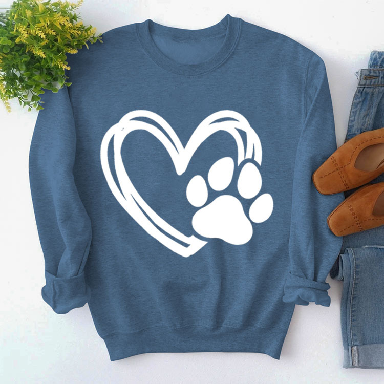 Amazon estación independiente en stock jersey de cuello redondo simple superior manga larga impresa suéter suelto transfronterizo Comercio exterior al por mayor