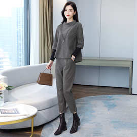 休闲时尚套装女2024年秋装气质宽松遮肚子洋气垂感秋冬两件套