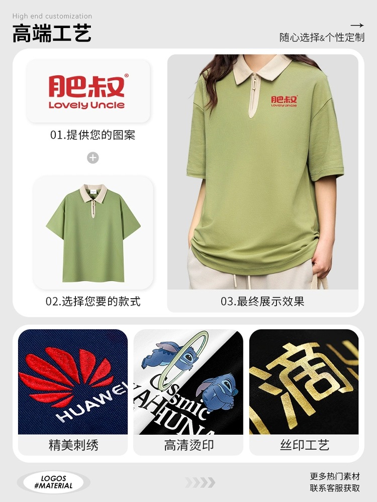 Ropa de trabajo estilo universitario con media cremallera y logotipo impreso, polo para camarero de tienda de té con leche, uniforme de trabajo personalizado de manga corta para catering.