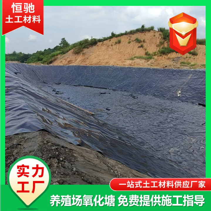 猪场沼气池黑膜厌氧塘污水池1.5mm防渗膜化粪池耐酸碱全新料黑膜