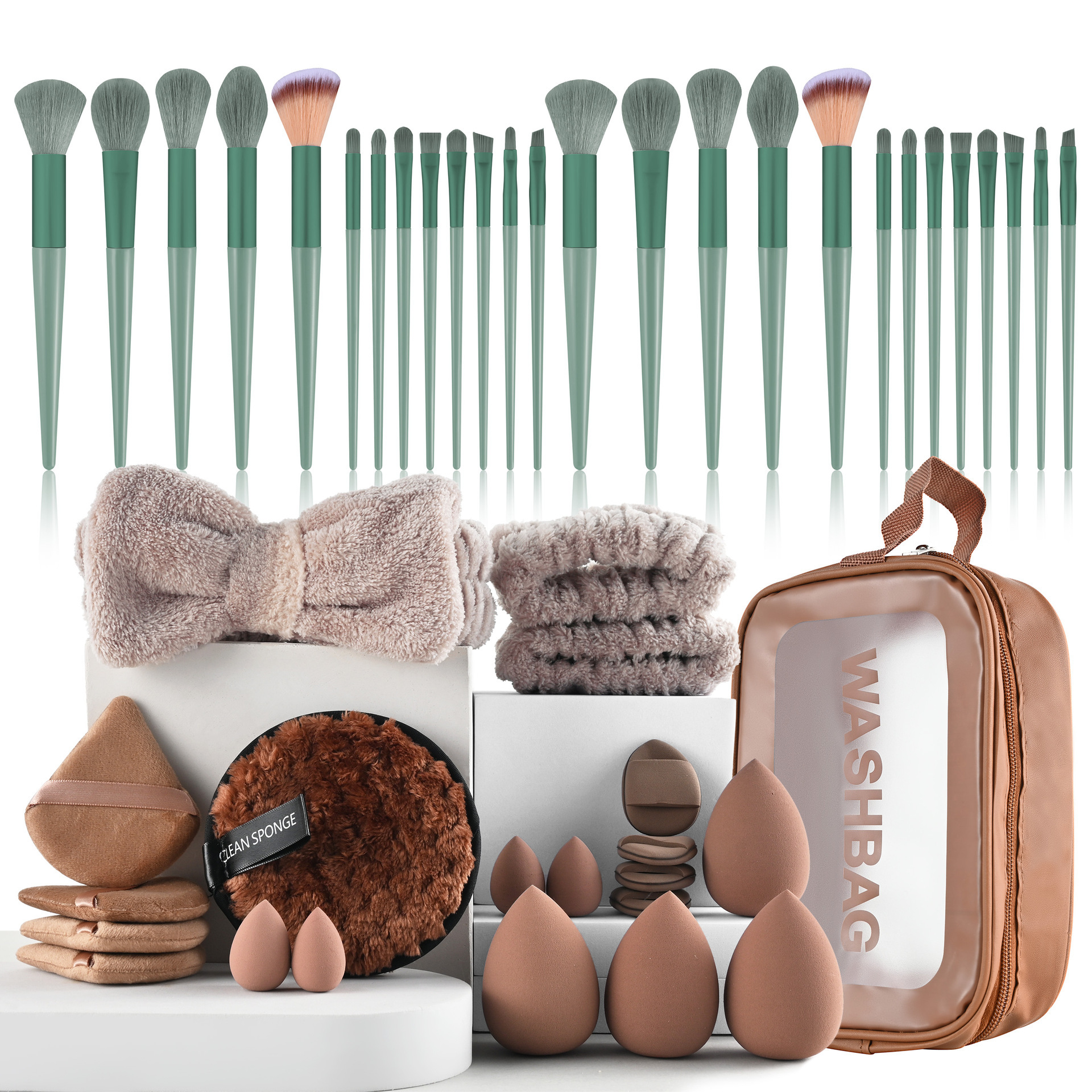 Conjunto de polvo personalizado 40pc cepillo grande combinación de lavado de cara maquillaje polvo transfronterizo conjunto completo de 46 herramientas de maquillaje de cepillo