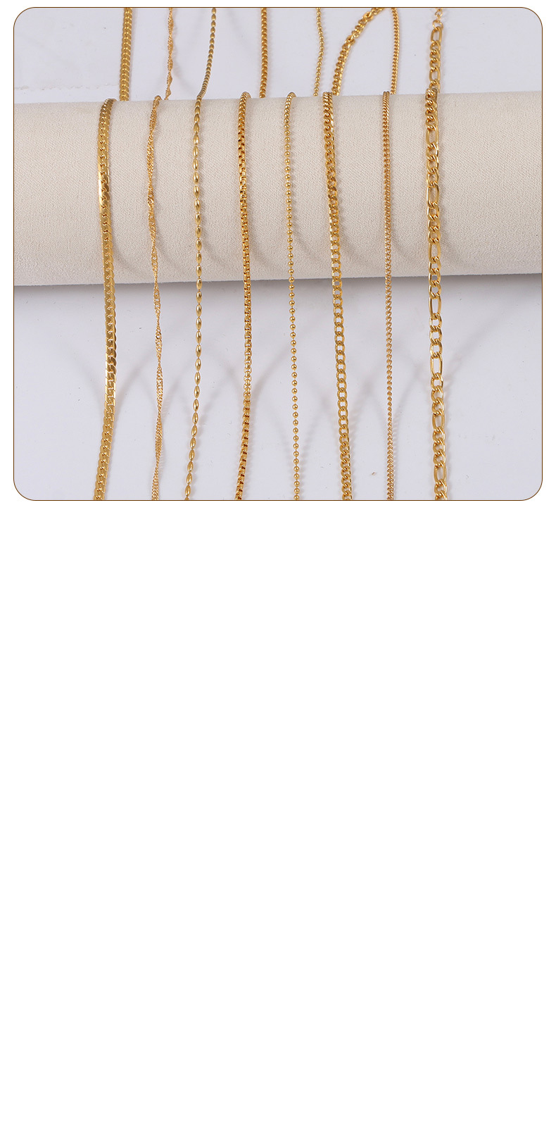 18g Weight Chain Jewelry Making Type 45+5cm Jewelry Making Size 18K Gold Plated Plating Material DIY Jewelry Accessories Classification Cuban Link Chain Curb Chain, ball chain, figaro chain Chain Type 1 Piece Quantity 304 Stainless Steel Material Solid Color Pattern All Seasons Season Plating Design Simple Style, IG Style Style 1 Piece 304 Stainless Steel 18K Gold Plated Cuban Link Chain Curb Chain Ball Chain Figaro Chain 45+5cm Jewelry Accessories Chain
