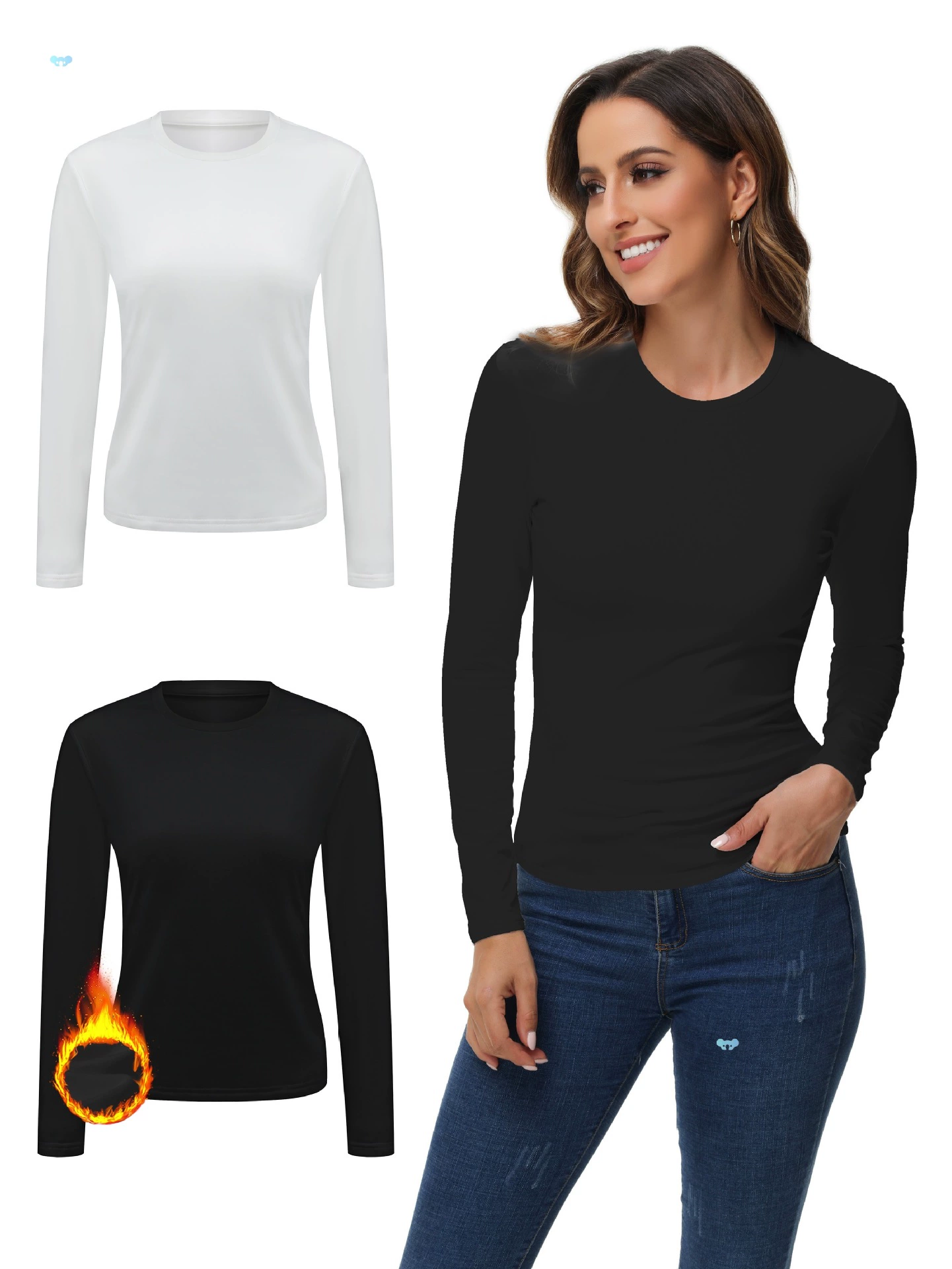 2 шт. Термальный топ с длинными рукавами 2 шт. Женский термальный топ с длинными рукавами