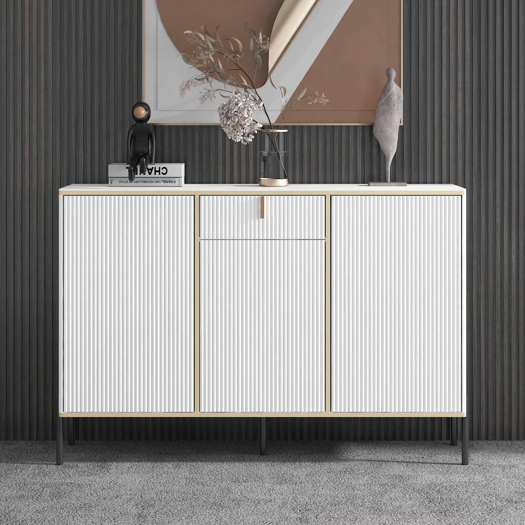 바위 접시 바탕 화면 120 흰색 3 문 120*35*95cm