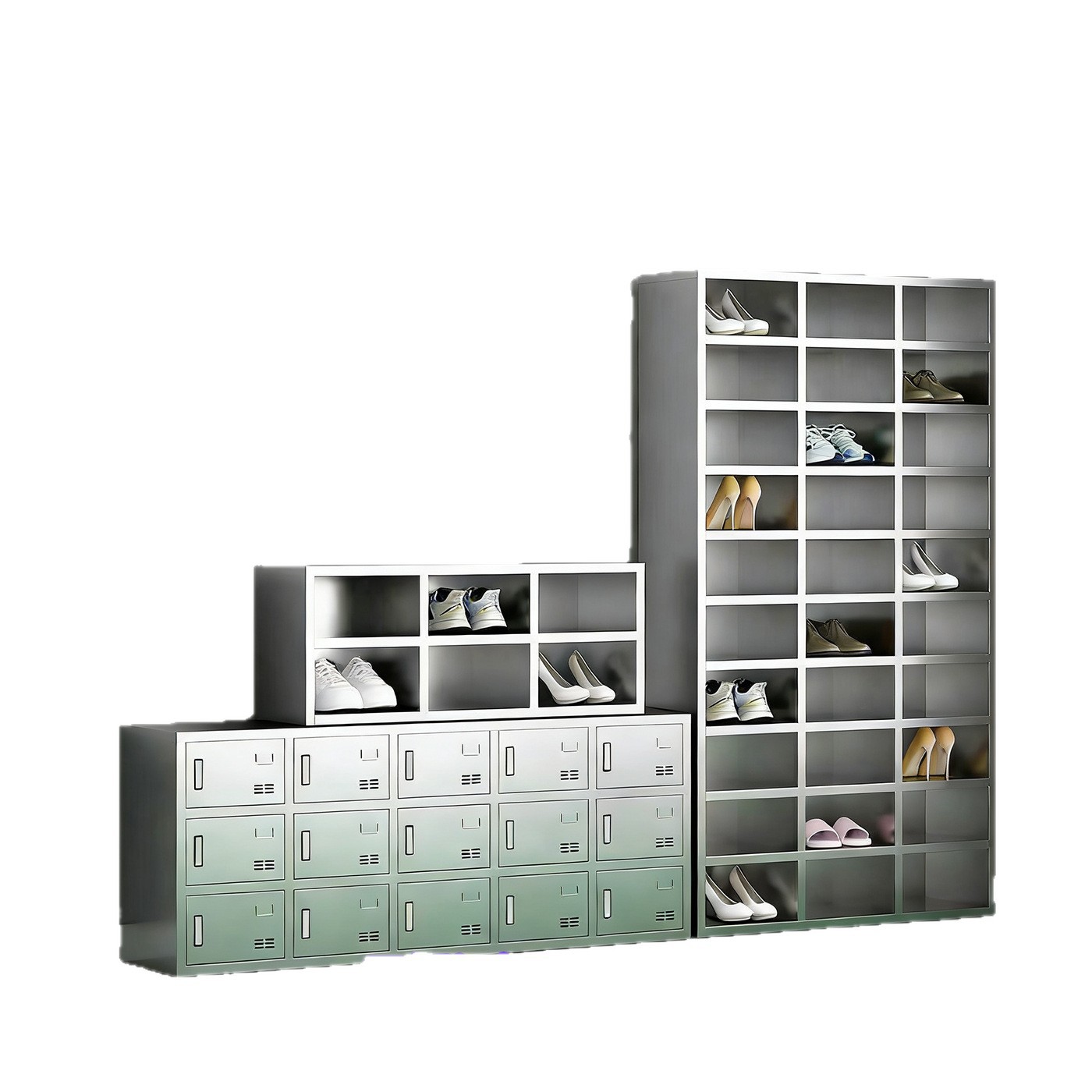 gabinete de zapatos de empleados de acero inoxidable fábrica de alimentos sin polvo taller de limpieza gabinete de cambiadores de zapatos laboratorio doble cara multicapa taburete de cambio de zapatos