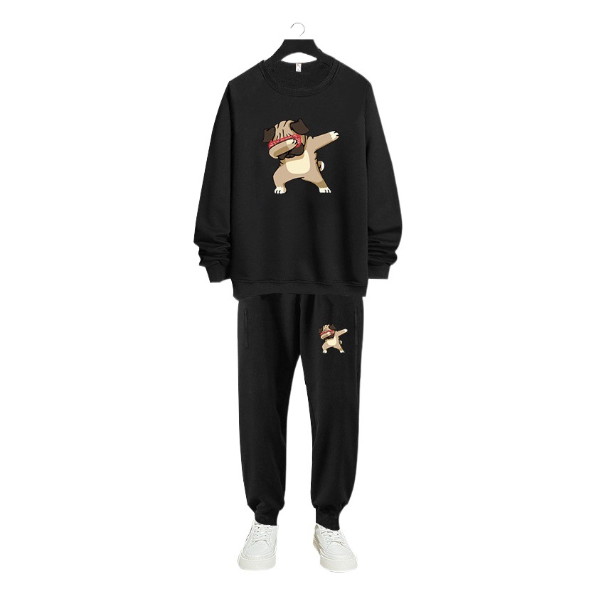 DW1032-DK2032 extra large size suit sports cotton fleece-lined fat sweater pants men's autumn and winter Plus