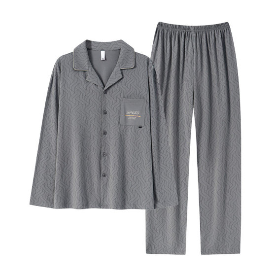 [Hyaluronic acid] Modale cotton men's pajamas spring and autumn long sleeve 25 years winter plus size home clothes can be worn