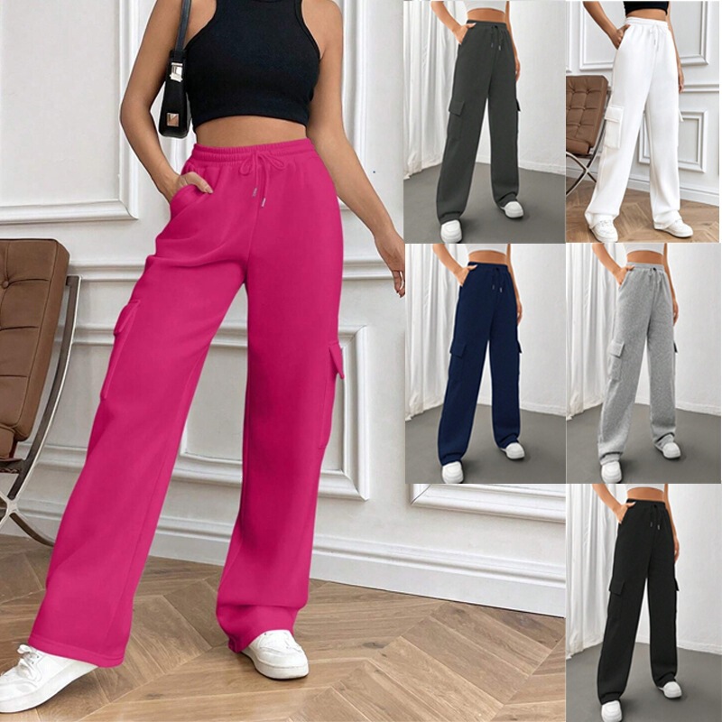 Trendy European and American women's workwear wide-leg pants for outdoor leisure, sports, jogging, comfortable everyday versatile pants in multiple colors Trendy European and American women's workwear wide-leg pants for outdoor leisure, sports, jogging, comfortable everyday versatile pants in multiple colors