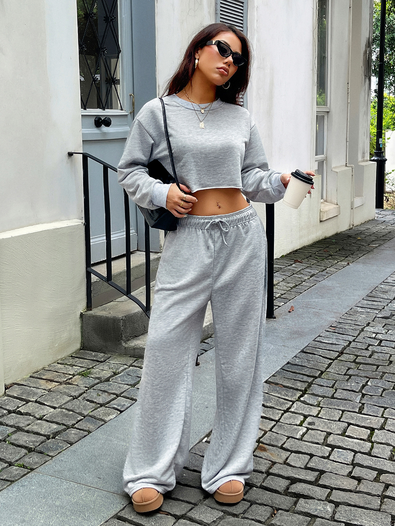 Minimalist Long-Sleeve Hoodie & Lounge Pants Set – Women’s Casual Two-Piece (S-XL, Grey)_ecoleips.com
