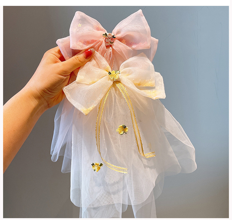 Kid'S Sweet Bow Knot Gauze Hair Clip display picture 1