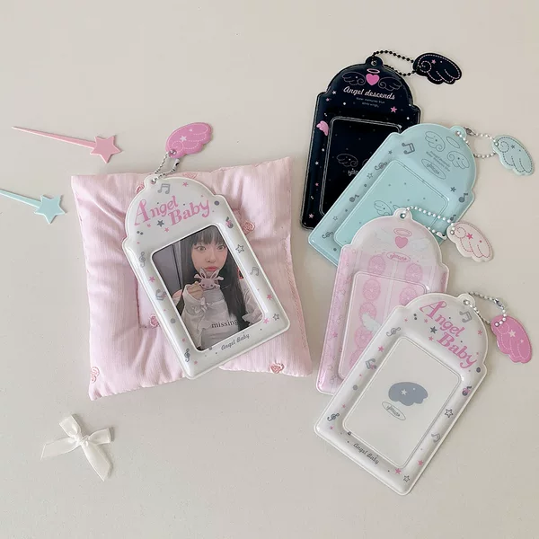 Korean-Style Ins Wind Note Wings Pvc Versatile Campus Card Meal Card Idol Small Card Storage Set Display Anti-Loss Pendant