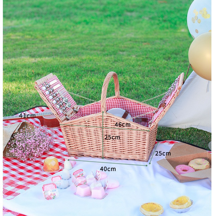 Fábrica de punto de mano mano de sauce acompañado de cestas de regalo con cubierta de cestas de almacenamiento de caña con cubierta de mesa de primavera cesta de picnic