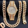 Golden watch, bracelet, necklace, ring, pink gold