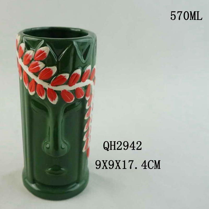 Selección estricta de tazas de cerámica hawaiana TIKI tazas de cóctel creativas tazas de agua en relieve tazas de agua TIKI cara zombie