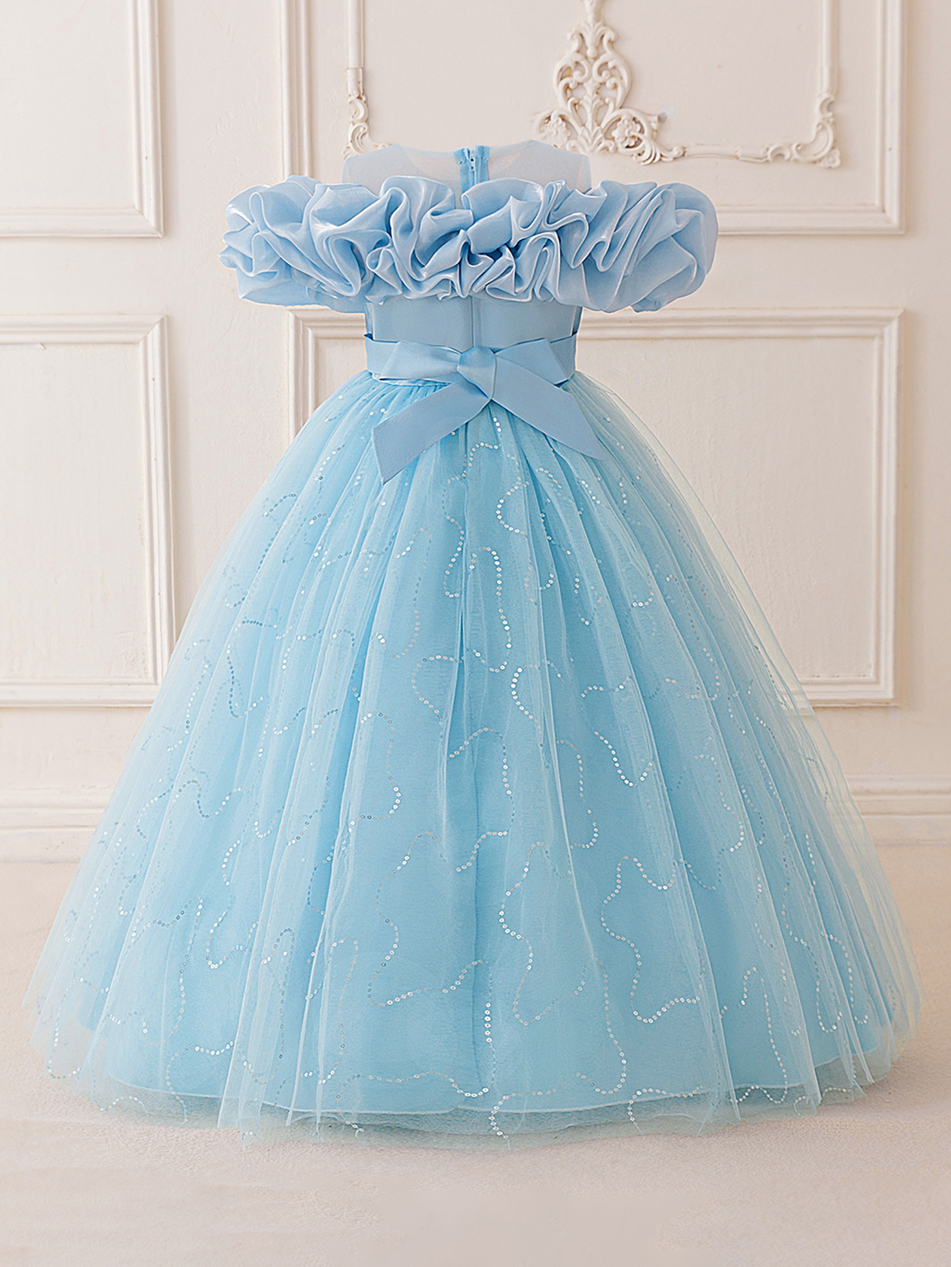 2026 nuevo vestido de niñas vestido de piano vestido vestido de fiesta de cumpleaños vestido vestido vestido de princesa bordada cadena de cuentas