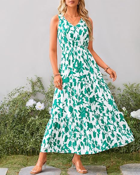 269g Weight Maxi Long Dress Dress Length Type Sleeveless Sleeve Length Swing Dress Dresses Type Sleeveless Sleeve Type Polyester Fabric Type Mid Waist Waist Line Holiday, Daily, Selfie Occasion V Neck Neckline Regular Fit Fit Type Flower Pattern Summer Season Women's Gender Printing Design Casual, Elegant, Simple Style Style Wholesale Women's Casual Elegant Simple Style Printing Flower Holiday Daily Selfie V Neck Sleeveless Swing Dress 36