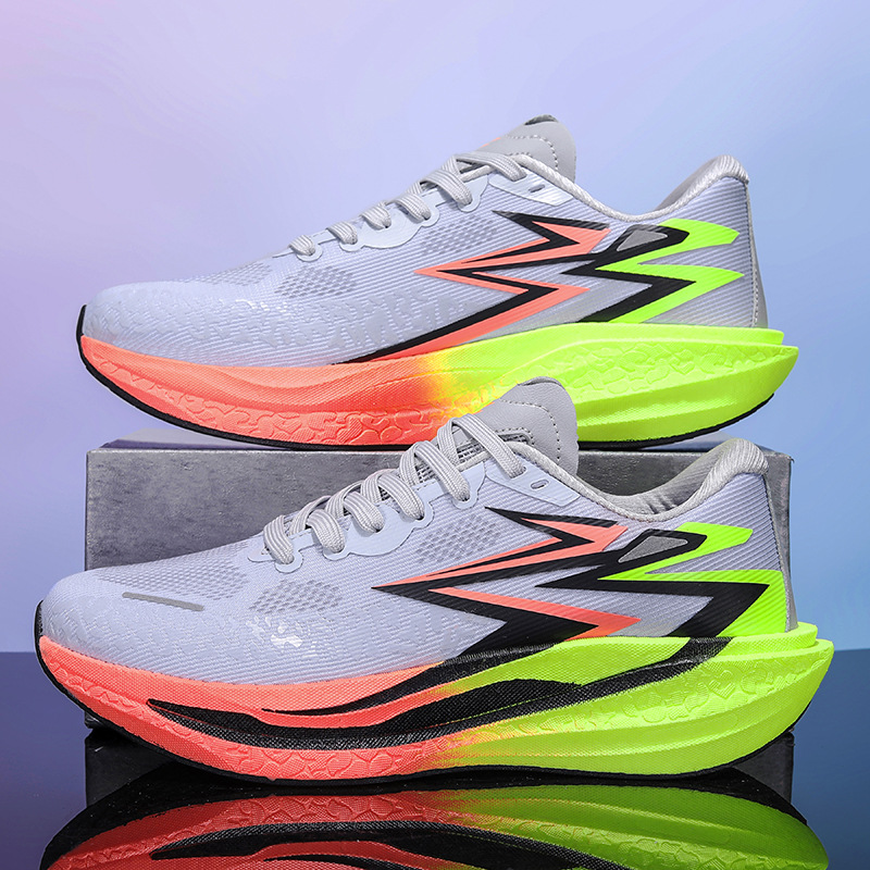 New Sports Shoes for Men and Women, Marathon Full-Length Popcorn Carbon Plate Racing Running Shoes, Shock-Absorbing Training Shoes