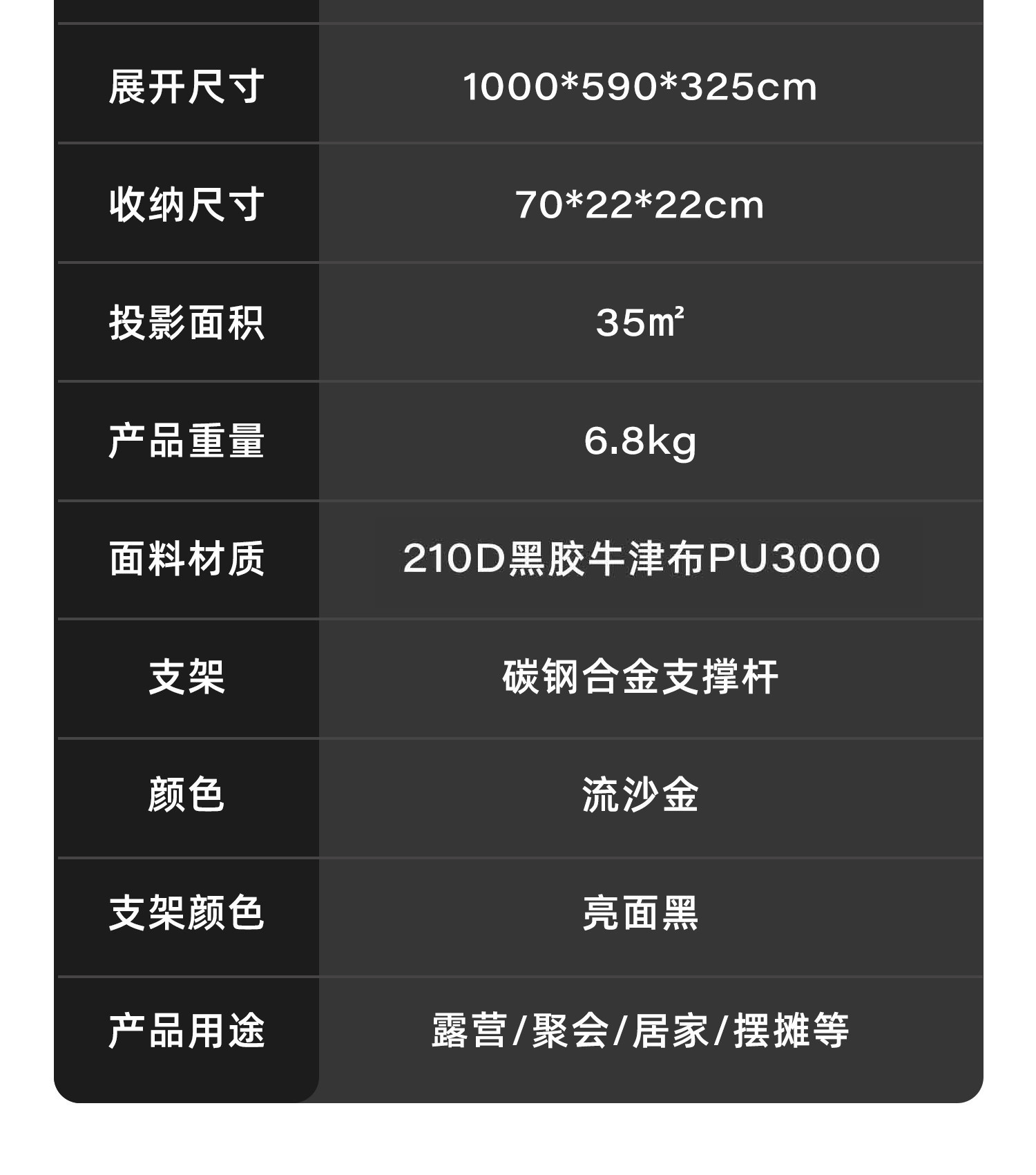 City Wave Quick-Open Canopy Tent Outdoor Camping 2026 New Model Full Blackout Black Glue New Style Sunshade Tent