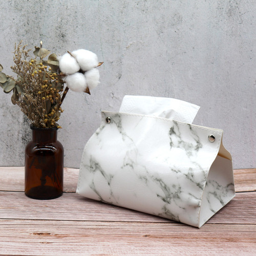 Light luxury marble leather tissue box living room home bathroom napkin box car car PU tissue box