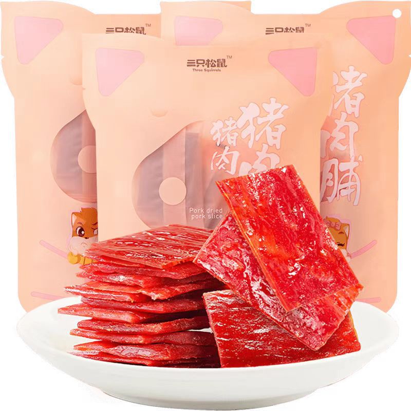 三只松鼠猪肉脯猪肉干100g熟食小吃休闲办公室零食靖江特产