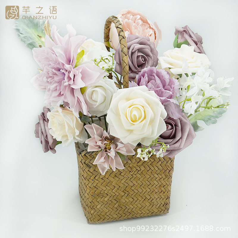 歐式婚禮盒裝花婚禮生日派對永生花禮盒情人節(jié)禮物DIY新娘手捧花