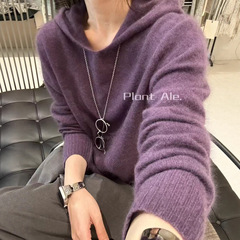 韩系高级感软糯山羊绒连帽毛衣一95%羊毛休闲针织打底衣女P5091