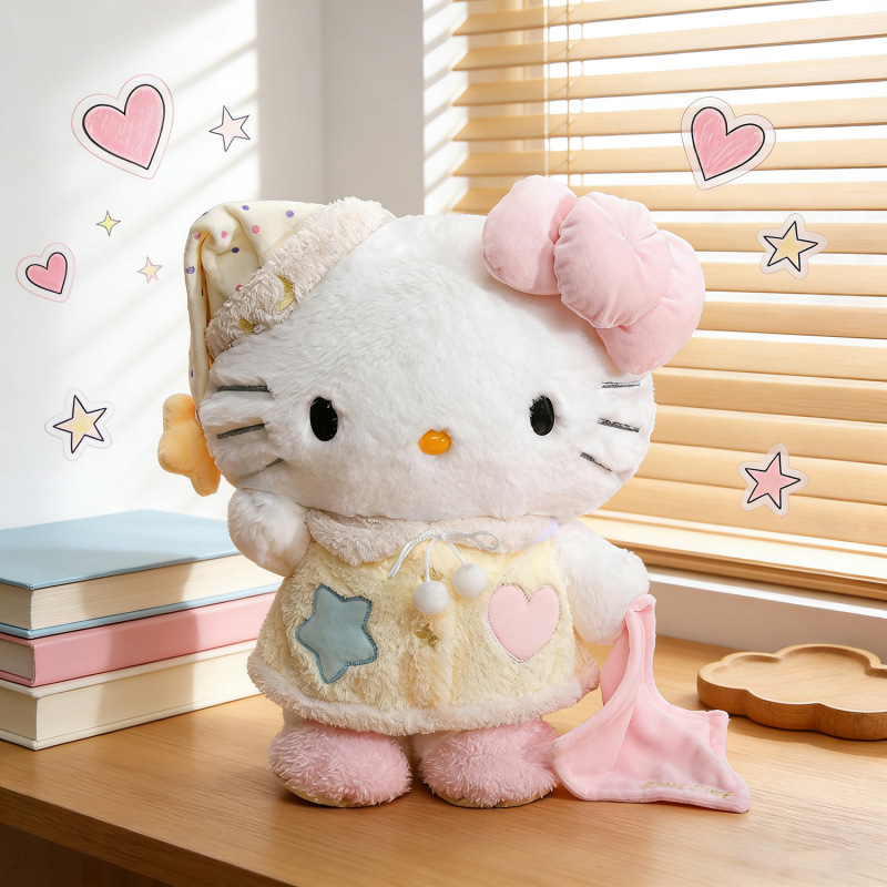 New Good Night Good Dreams Kt Cat Plush Toy Hello Kitty Children's Doll Cartoon Stuffed Doll Girl's Gift