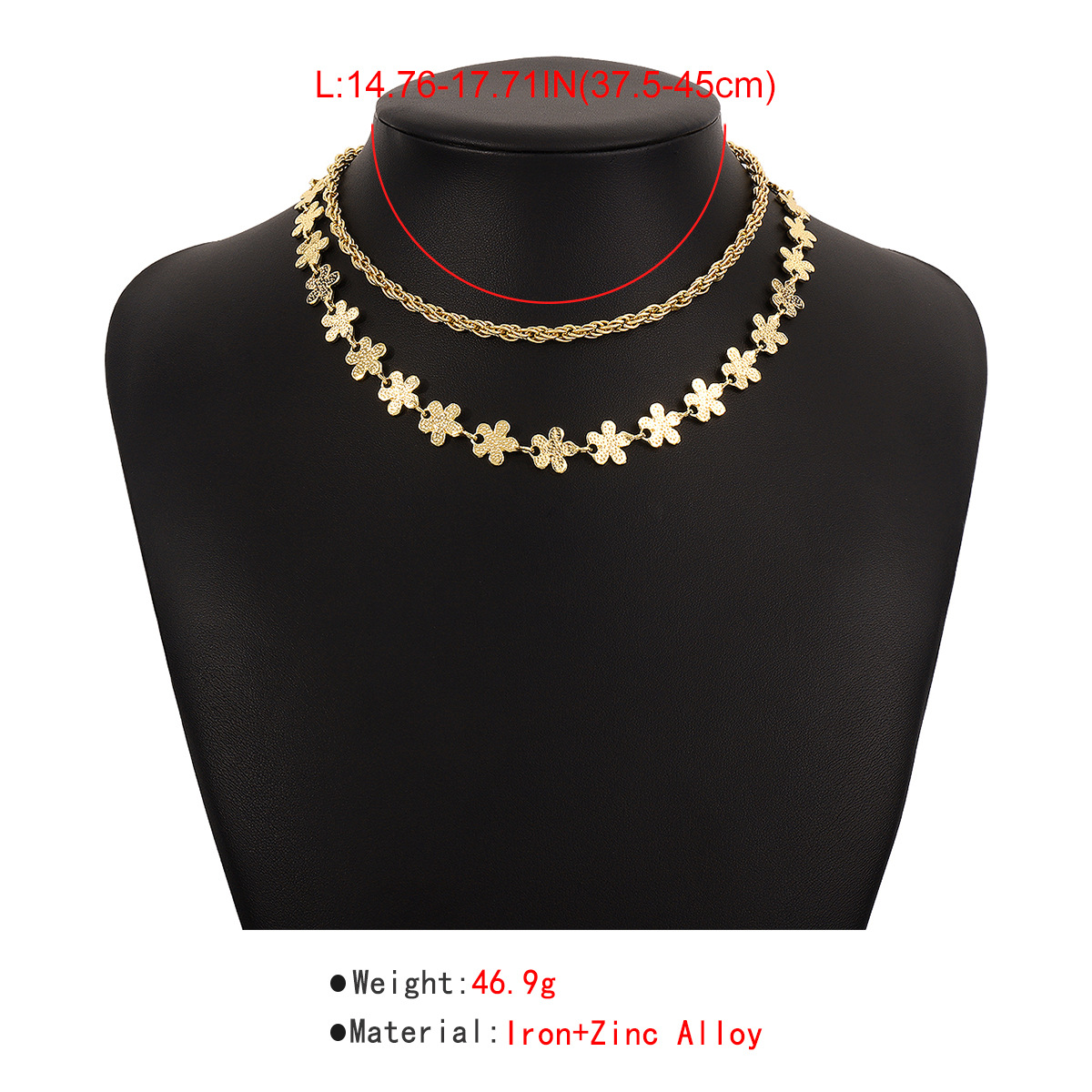 Fashion Geometric Alloy Metal Layered Necklaces 2 Piece Set display picture 7