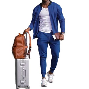 Amazon Spring and Autumn New Men's Suit European and American Men's Casual Outdoor Sports Men's Two-Piece Suit