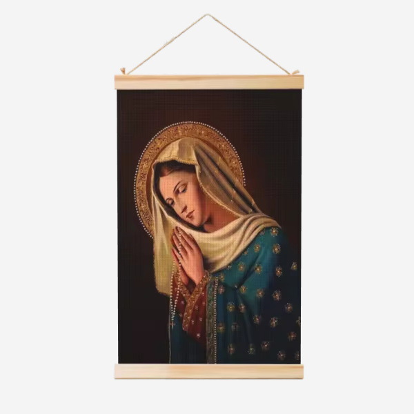 Guadalupe Nuestra Señora de la fábrica de carteles de rollo de madera sólida cuelga pinturas de comercio exterior suministro de almacenamiento Temu