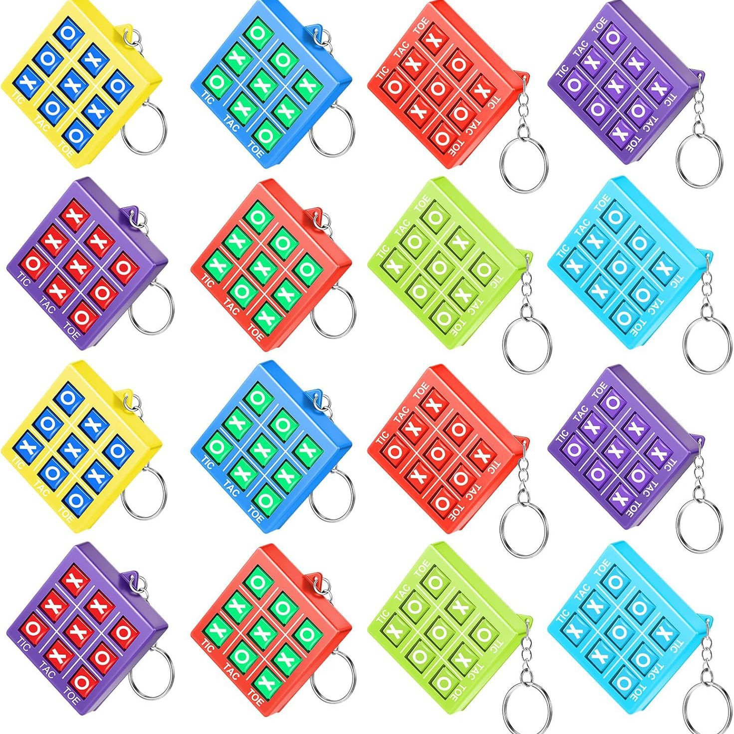Cross-Border Mini Xo Tic-Tac-Toe Keychain Rotating Game Chess Three-Piece Chess Creative Toy Educational Training Toy