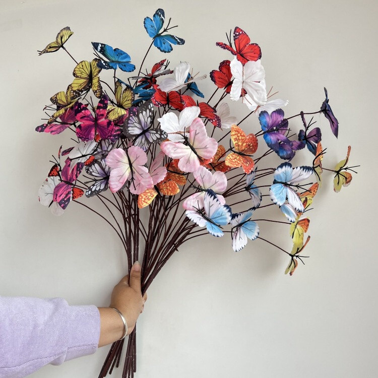 Simulation 5 Butterfly Flower Outdoor Garden Pastoral Photography Props Home Living Room Tea Table Decorative Ornaments