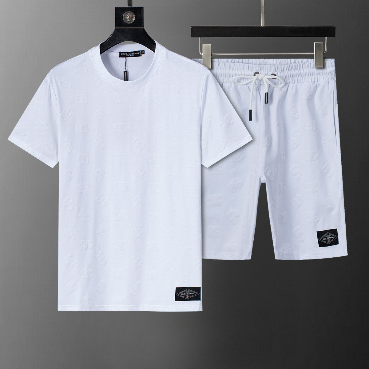 Set de manga corta de alta calidad, set de cuello redondo clásico, set de algodón impreso con letras para hombres y mujeres