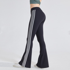 Ice Silk Draping High-Waist Casual Pants for Women - Summer Straight Leg Yoga Pants with Micro Bell Bottom - Black Hoof Pants