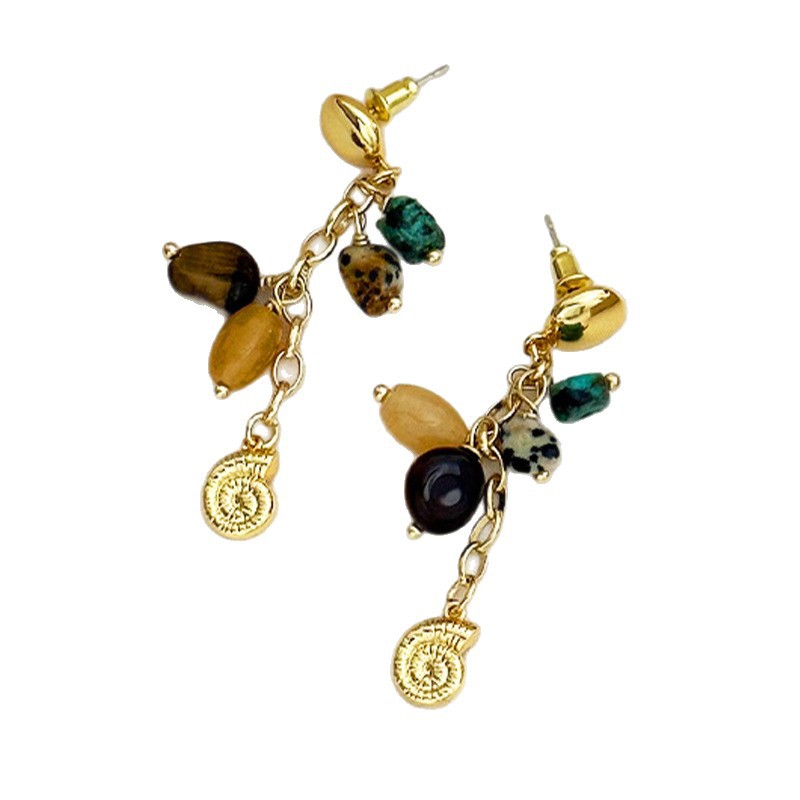 Natural Stone Earrings With Conch Shell Design For Beach Holidays_voghion.com