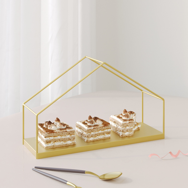 Dorado hierro forjado estante de pastel mesa de postres decoración de boda creativa mesa de buffet de Navidad mesa de té de la tarde mesa de bebidas frías