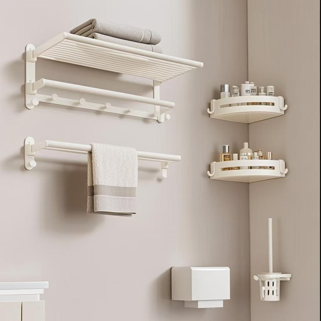 太空铝毛巾架免打孔卫生间浴室置物架壁挂式洗手间厕所浴巾架