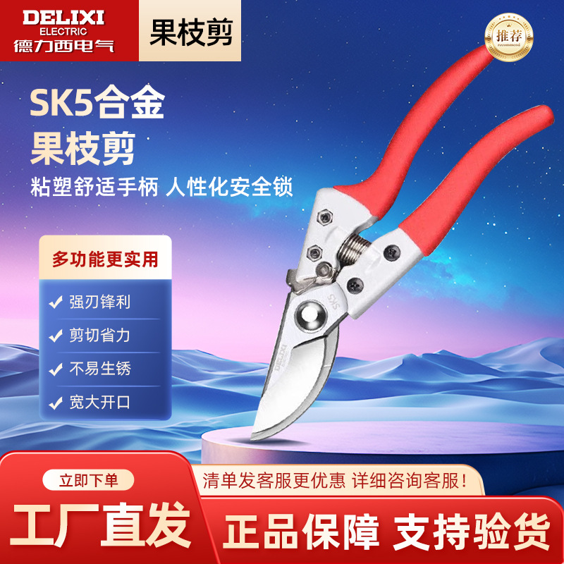 德力西电气剪枝剪刀园林花艺修剪树枝剪刀果树剪刀粗大花剪园艺剪