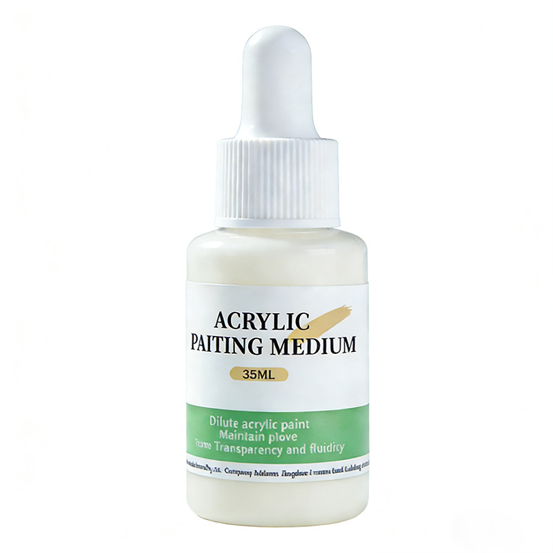 Acrylic pigment 35ml small bottle, mixed with diluent, media agent, slow drying protection, auxiliar